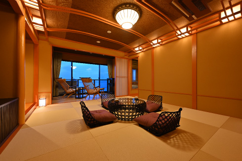 Japanese & western guest room with a private open air bath