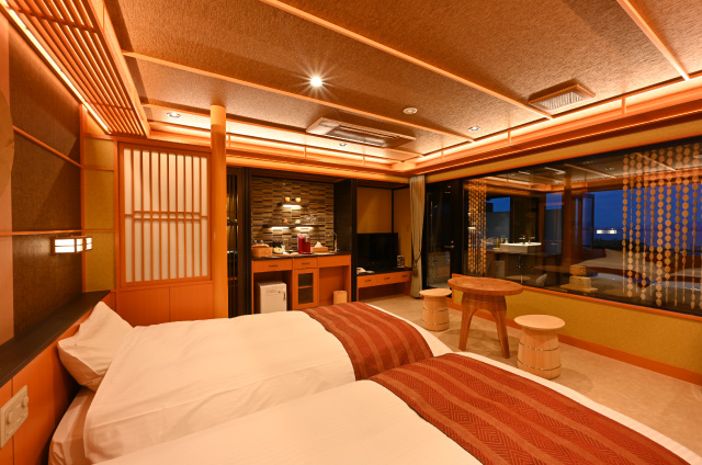 ・5th floor- premium floor Twin Room with an Open-Air Hot Spring Bath