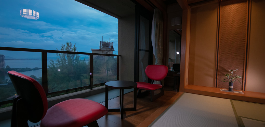 Japanese & western guest room with a private open air bath