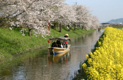 Touring around the water village