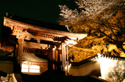 琵琶湖疏水と三井寺のライトアップ